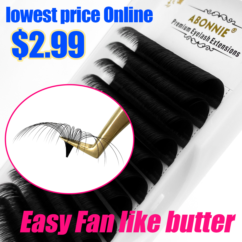 Eyelash Extension Human Hair - Abonnie 0,03-0,10 мм, легкие веерные ресницы,