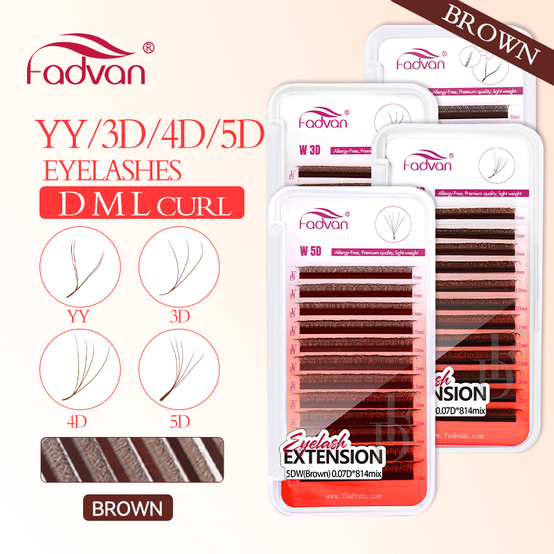 Eyelash Extension For Asian Eyes - FADVAN коричневые 4D/3D/5D ресницы W-образные ресницы