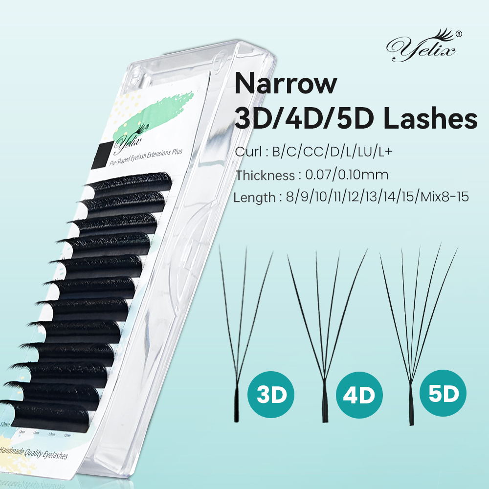 Eyelash Extension For Asian Eyes - Yelix Узкие 3D 4D 5D W